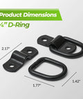 Lock Down Your Rig With 10 Piece 1/4 Inch Steel D Ring Tie Down Anchors 2400 Lbs Heavy Duty Muscle Surface Mount dimensions 2.17 inches and 1.77 inches