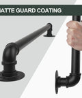 Close-up of Matte Guard Coating on 12ft Galvanized Steel Stair Railing Kit With Iron Balusters Easy Install Indoor Outdoor Hand Rail