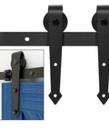 Heavy Duty Bypass Sliding Barn Door Hardware Kit For Double Doors With Single Track Carbon Steel Black Powder Coated