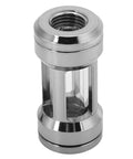 Chiciris G1/4 Brass Inline Water Cooling Filter For PC Liquid Loop with clear acrylic body and stainless steel mesh.