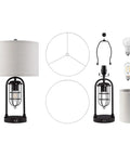 Cool Industrial Modern Table Lamps Set Of 2 With Night Light And Dual USB Ports Type A And Type C Nightstand Lamps components