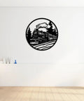 Boss Steam Locomotive Metal Wall Art Decor For Indoor Or Outdoor Spaces Rustic Farmhouse Black Finish 20 Inch Wall Sculpture Perfect For Office Or Living Room Durable Iron Construction featured in a bright living room setting.