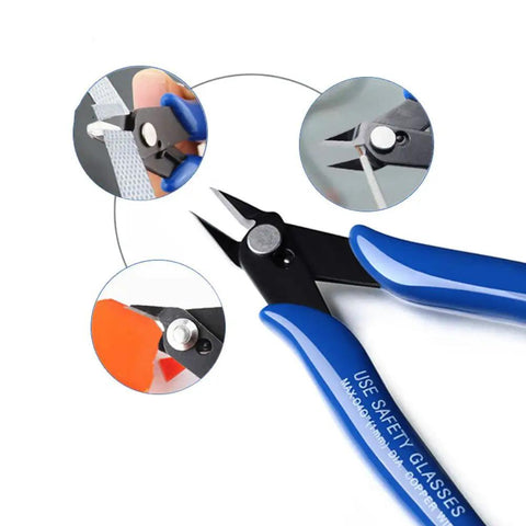 5Pcs/Pack 170 Flush Cutter Internal Spring Wire Cutters For Electronics, Jewelry Making And Model Building, Pro Grade Lightweight Precision Pliers With Insulated Grips, Carbon Steel Hardened, Auto Rebound