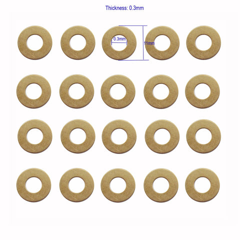 EDC Pocket Knife Brass Washer Gasket Replacement Set For C81 C223 C85 Pivot Pin Washers Meson Shim Gasket Cushion Pad Ring 0.3x11x5.2 mm Pack Of 20 Pieces shown in grid layout