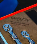 Three Piece Extendable Ratchet Set With Half Inch Drive, Three Eighths Inch Drive, And Quarter Inch Drive in foam tray