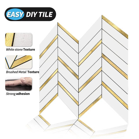 Herringbone Peel And Stick Backsplash Tiles With Self Adhesive Marble Look For Kitchen And Bath 10 Sheets Waterproof
