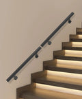 Rock Solid Heavy Duty Stainless Steel Flush Mount Wall Handrail Built Like A Tank With Smooth Baked Enamel Finish For Steady Daily Support And Ultimate Stair Safety Indoors Or Outdoors on wooden stairs.