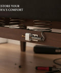 Heavy Duty Iron Sofa Spring Clip Connector For Reattaching Loose Coil Springs To Frame Rails Durable silver connector securing couch springs.