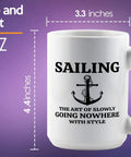 15oz White Sailor Coffee Mug Gift For Boaters And Boat Captains, Funny Lake Scene, The Art Of Sailor Gifts