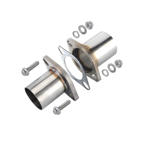 Stainless Steel Exhaust Flange Repair Pipe Kit 3 Inch OD with gasket and bolts for muffler joiner installation.