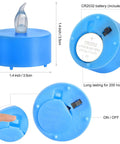 Blue LED Tea Light with CR2032 battery and switch, 24 pack battery operated flameless votive candles with realistic flicker