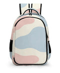 Two-Tone Abstract Print Backpack for Everyone with large capacity and durable polyester, showcasing smooth zipper and breathable fabric.