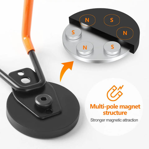 Close-up of Heavy Duty Magnetic Hook Set Three Pack with Double Hanging Design for Garage Tools demonstrating magnetic structure.