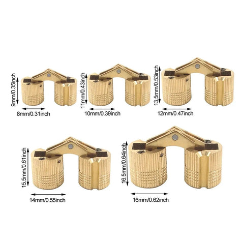 Retro Brass Hidden Barrel Hinge For Cabinets And Jewelry Boxes Concealed 180 Degree Silent Cabinet Hardware Invisible Hidden Hinge 16mm