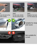 Installation steps for XL Size Aluminum Alloy Universal Turbo Whistle 2 Pack Black Exhaust Muffler Pipe For Cars Sound Booster Roar Maker.