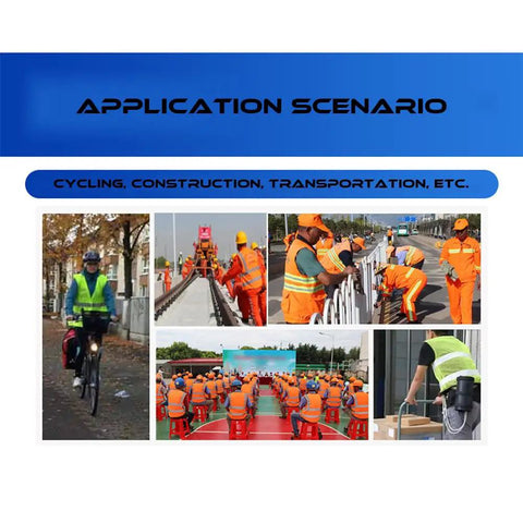 Image showing applications of Top Shelf High Visibility Reflective Safety Vest With Heavy Duty Zipper And Deep Storage Pockets, including cycling and construction.