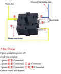 Diagram showing Two Pack Rotary Switch 125 250 VAC 16A Four Position Three Speed Heater Switch With Knob for wiring and connection.
