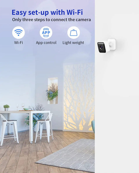 1080P FHD Wi Fi Security Camera With Night Vision And 2 Way Audio For Baby, Pets, Nanny, And Elder Care mounted on wall in living room