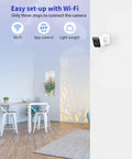 1080P FHD Indoor WiFi Security Camera 2 Pack With Night Vision Two Way Audio And Motion Alerts shown on wall setup