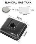 Dimensions of Fuel Tank And Carburetor Kit For 212cc 196cc Go Kart Mini Bike Engines Six Point Five HP GX160 GX200 Coleman