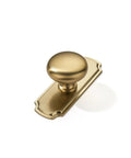 10 Pack 1-1/4 Inch Cabinet Knobs with 2.8-Inch Backplates Satin Gold Brushed Brass Drawer Knobs on decorative backplate.