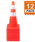 28 Inch Traffic Cones Set Of 12 Jobsite Ready High Visibility Plastic Road Cones PVC Safety Parking Cones For Traffic Construction Hazards