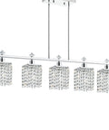 Water Ripple Glass Kitchen Island Pendant Light 5 Light Fixture With Matte Black Metal Finish, chrome crystal chandelier