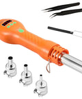 Portable Hot Air Rework Station For SMD Desoldering, Digital Heat Gun With Nozzles, 100-500C, shown with nozzles and tweezers