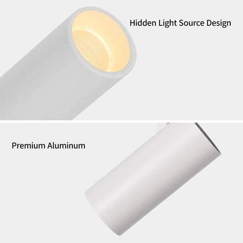 LED Modern Directional Dimmable Spotlight With 90 Degree Adjustable Beam For Indoor Foyer And Living Room Anti Glare Ceiling Light Dope Warm White Glow 3000K 9W CREE COB CRI 97 Long Lifespan 50000 Hours showing hidden light source and premium aluminum design