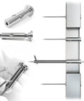 Swageless Invisible Cable Railing Kit With 1/8 Inch Cable, T316 Stainless Steel Fittings, Tensioner And Terminal, Hidden Hardware For 2x2 Metal Posts, Reusable And Adjustable, Patent Design No Crimper Needed CB05, showing components and installation on metal posts