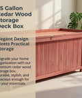 75 Gallon Wood Deck Box Outdoor Storage Bench For Patio Cushions Pillows Garden Tools And Pool Accessories With Solid Wood Support And Large 44.5 Inch By 20.9 Inch By 23.6 Inch Dimensions