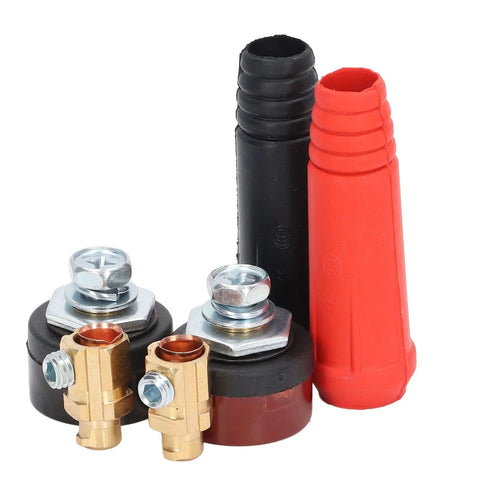 12 Piece Welding Cable Panel Connector Set With Quick Fit Design, Red And Black ABS Connectors For Power Supplies And Welding Workshops