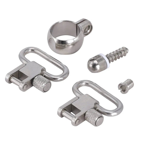 1 Inch Quick Detach Sling Swivels and Split Band Magazine Tube Adapter Kit For 0.645 To 0.660 Inch Tubes, Silver Color set