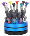 Precision Screwdriver Set For Electronics Repair With High Torque 10 Piece Professional Tool Kit shown with rotating stand
