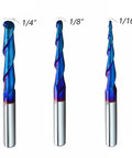 Ballnose Upcut CNC Spiral Router Bit With One Quarter Inch Shank For 2D And 3D Carving Pro Grade Nano Blue Coating For Sharp Edges