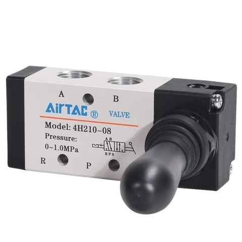 Hand Lever Pneumatic Valve With Quarter Inch Port Five Three Way Closed Center Workhorse Manual Control Direct Acting Aluminum Body Air Valve