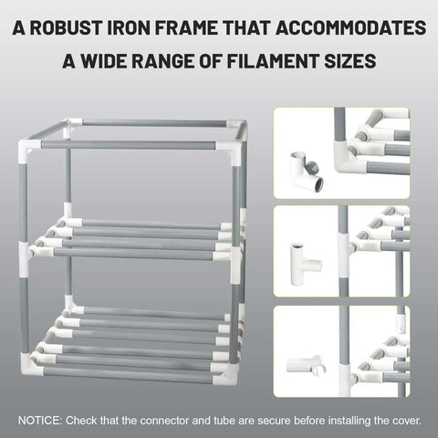 2 Tier Metal Filament Dry Storage Box With Leather Cloth Cover Holds Up To 20 Spools, robust iron frame construction