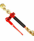 4 Pack Folding Handle Load Binder With 2 Grab Hooks For 5/16-3/8 Grade 70 Transport Chain Heavy Duty Industrial Grade Ratchet Tie Down 7,100 Lb Working Load Limit For Trailers And Trucks, red ratchet with grab hooks.
