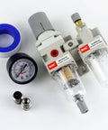 1/4 NPT Air Filter Regulator Lubricator Combo With Auto Drain And Manual Drain Water Oil Separator, Gauge 0-150 Psi