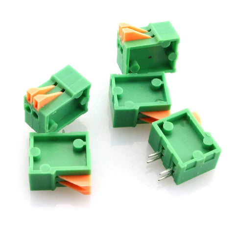 25Pcs 2 Pole Spring Clip PCB Terminal Block Connector Set 2.54mm Pitch For 26 20AWG Wires 150V AC 2A Max Easy Install