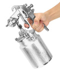 Premium Pneumatic Paint Spray Gun Featuring 2.0 Mm Suction Feed Nozzle in hand, showcasing 1000CC cup and ergonomic design.