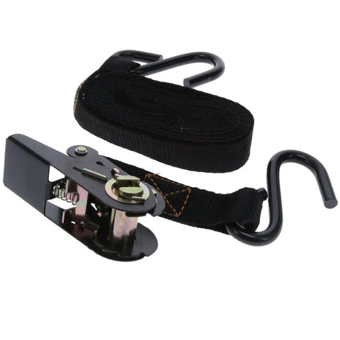 Heavy Duty Treestand Ratchet Straps Pack Of 3 Featuring Grip Tight Vinyl Coated Steel Hooks And One Inch Wide Eight Foot Webbing.