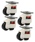 Heavy Duty 4 Pack Swivel Leveling Casters For Workbench And Equipment Transport Featuring Beefed Up Load Capacity And Adjustable Base Plates