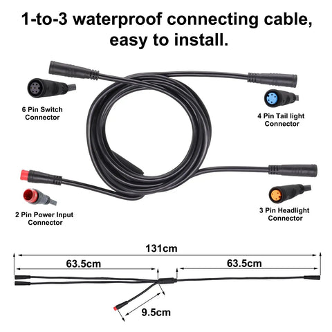 Waterproof Ebike Light Kit With Turn Signals And Tail Light Front Headlight With Horn 36V 48V Compatible Includes Switch 1T3 Connecting Cable Waterproof Connectors All In One Bike Lighting System For Day To Night Rides Street Ready
