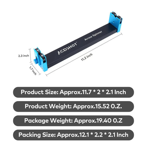 Pro Grade Arrow Spinner Tester For Shaft Straightness And Vane Tuning All Aluminum Arrow Squaring Tool dimensions and size chart