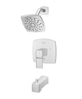Deckard Square Modern Tub And Shower Faucet In Polished Chrome With Multi Function Showerhead 1.8 GPM Pressure Balance Trim Only Valve Not Included Requires 0X8-340A Or 0X8-310A Valve showing trim set
