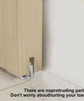 Two Pack Sliding Barn Door Floor Guide With Adjustable Rollers Wall Mount System Flush Bottom Sliding Gate Hardware Durable Steel Floor Track Easy To Install And Quiet Operation installed on wooden door