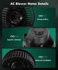 Close-up of HVAC Blower Motor With Front Fan Cage 700272 Replacement For Ford Escape 2013 2019 Focus 2012 2018