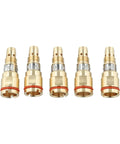 Five copper Gas Diffuser D M250 For Miller MDX Series MIG Welding Nozzles with heat resistance and conductivity.