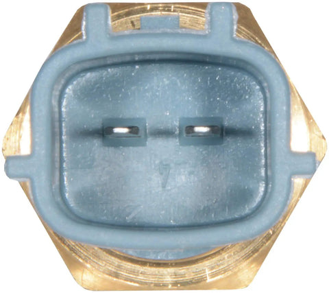 Direct Fit Engine Coolant Temperature Sensor top view showcasing dual connections and brass base for reliable functionality.